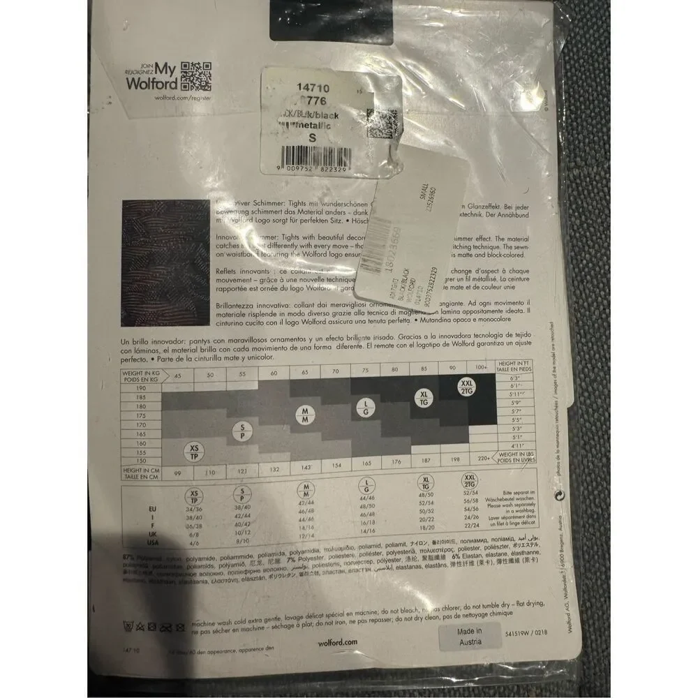 Wolford Ada Tights NWT black / black metallic size small